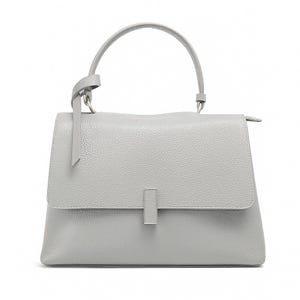 Gray leather bag for women,chic gray top handle,clean handbag,flap over,premium gray leather,luxury handle purse,minimal stylish tote