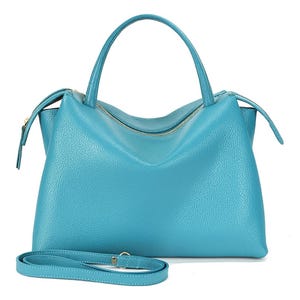 Blue leather bag for women,high-quality leather,spacious leather bag,crossbody,genuine leather bag,luxury handle purse,minimal blue tote