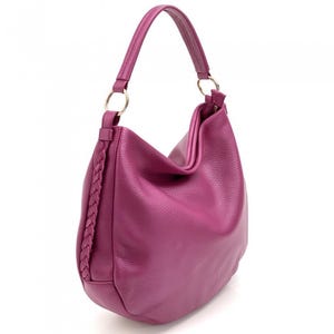 Chic fuchsia hobo tote for women,soft leather bag,shoulder bag,crossbody leather tote,genuine leather bag,modern hobo purse,premium hobo bag