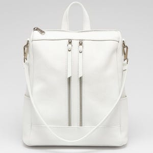 Backpack for women,crossbody leather bag,white leather backpack purse,white convertible leather bag,modern work backpack,everyday backpack