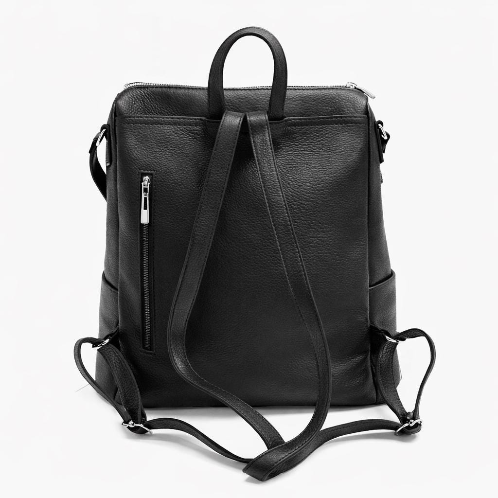 Grey Convertible Leather Backpack Purse for Women – Modern  display picture 1