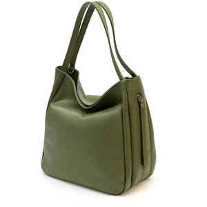 Big soft leather tote for women,green leather bag,shoulder bag,work bag,big leather tote bag,leather tote,green leather tote,crossbody bag