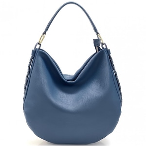 Elegante bolso hobo azul para mujer, bolso de piel suave, bolso de hombro, bolso bandolera de piel, bolso de piel auténtica, bolso hobo moderno, bolso hobo premium