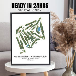 Custom Golf Course Map, Golf Gifts For Men, Golf Decor, Personalized Gifts, Father&#39;s Day Gift, Wannamoisett Country Club, Golf Map Poster
