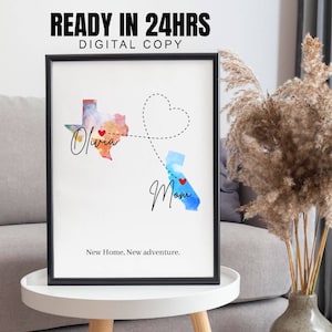 Individuelles Mutter & Tochter Geschenk, Umzug Geschenk, Fern Familien Geschenk, Liebe Karte druckbar, immer in der Nähe von Herzen, Bester Freund Druck