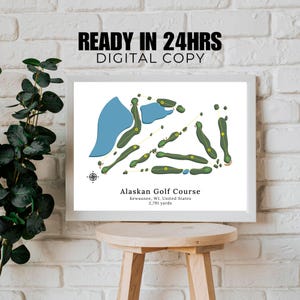 Benutzerdefinierter Golf Platz Karte Druck, Golf Couse Poster, Benutzerdefinierter Golf Platz Karte von Alaska, Golf Geschenke für Männer, Golf Dekor, Vatertagsgeschenk