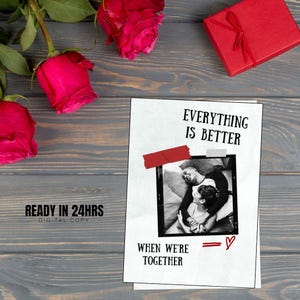 Tarjeta de pareja personalizada inspirada en Polaroid, tarjeta de aniversario única para pareja, tarjeta de San Valentín imprimible personalizada, tarjeta de San Valentín para esposo y esposa.
