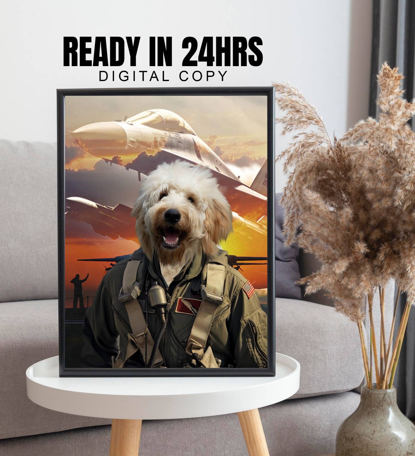 Working Pet Portrait, Pilot Dog Portrait, Pilot Portrait, Funny Pet Portrait, Working Pet Digital Art, Pet Portrait Gift, Gifts for Pets