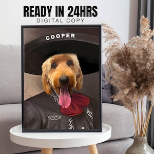 Personalized Mexican Mariachi Portrait, Mariachi Pet Portrait, Mexican Dog Portrait, Mexican Tradition, Pet with sombrero, Mariachi Pet
