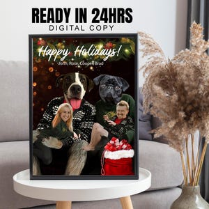 Awkward Family Photos with their pets, Funny Family photos, Family Christmas card photos, Family Portraits, Pet Poster, Christmas Gift Idea