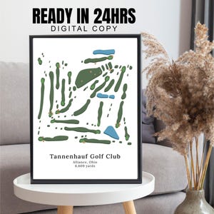 Any Golf Course Map, Custom Print of Golf Course, Tannenhauf Golf course, Custom Golf Course Map, Golf Map Illustrated,  Gift for Golfers