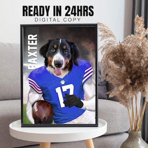 Custom Buffalo Football Team Portraits, American Football Fan Gift, Custom Dog Portrait, Custom Pet Portrait, Fun Gift Ideas, Gift for Him
