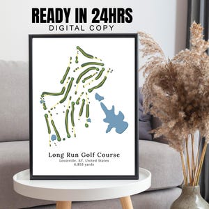 Beliebige Golf Platz Karte, benutzerdefinierte Long Run Golf Platz, Long Run Map Wandkunst, Golf Karte illustriert, Golf Karte, Weihnachtsgeschenk für Männer Golfer