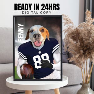 Custom Dallas Cowboys Football Team Portraits, American Football Fan Gift, Custom Dog Portrait, Custom Pet Portrait, Football Fan Gift Idea