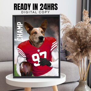 Custom San Francisco 49ers Football Team Pet Portrait, Favorite American Football Team Portrait, Football Fan Gift Idea, Pet Portraits, Dog