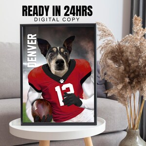 Custom Tampa Bay Football Team Pet Portrait, Favorite American Football Team Portrait, Football Fan Gift Idea, Pet Portraits, Funny Gifts