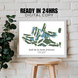 Golf de la Foret d&#39;Orient Golf Course Map Print, Custom Any Golf Course Map, Gift for Golfers, Detailed Golf Map, Unique Home Decor, French