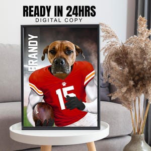 Custom Kansas Chiefs Football Portrait, American Football Pet Portrait, Sports Pet Portrait, Custom Dog Portrait, Fun Gift Idea, Dog Lover