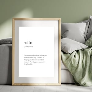Wife Gift Definition Print - Wife Spouse Meaning - Gift for Wife - Wedding Anniversary Gift - Valentines gift