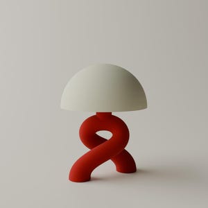Lámpara Loopa Sculpt: Lámpara de mesa moderna impresa en 3D, iluminación ambiental con base de bucle abstracto