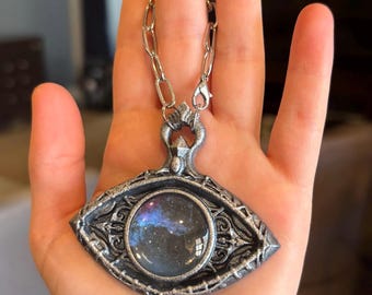 Bloodborne Inspired Cosmic Eye Watcher Badge Keychain Display Item