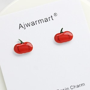 4pcs Small tomato charm for DIY jewelry, cute fruit vegetable accessory, handmade earring supply