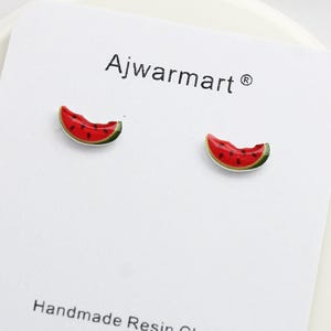 4pcs Handcrafted Resin Watermelon Slice Cabochons, Flat Back Jewelry Findings,  Fun Summer Stud Earrings