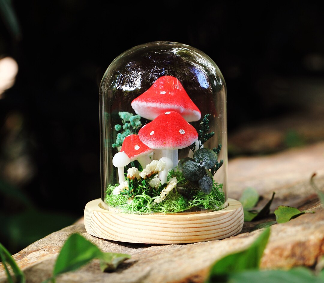 Handmade Red Mushroom Lamp, Enchanted Forest Elegance Mushroom Night