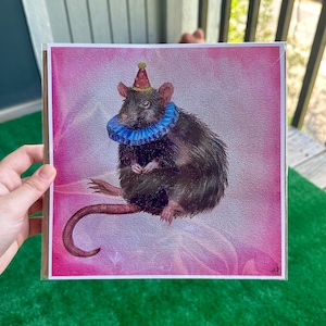 Clown Rat Watercolor Print: and Other Silly Critters With Hats Wall Art ...