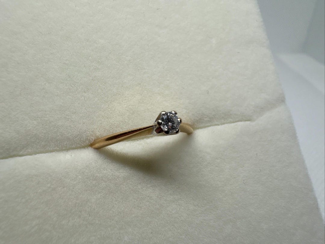 Vtg 18k Yellow Gold Diamond Solitaire Engagement Ring Size 7, 750 ...