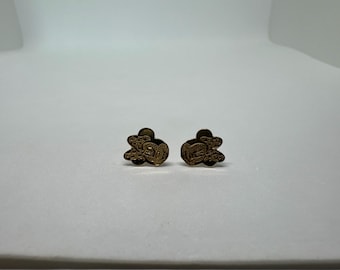 Disney Jacmel Mauritius JCM 10K Yellow Gold Minnie Mouse Stud Earrings No Backs