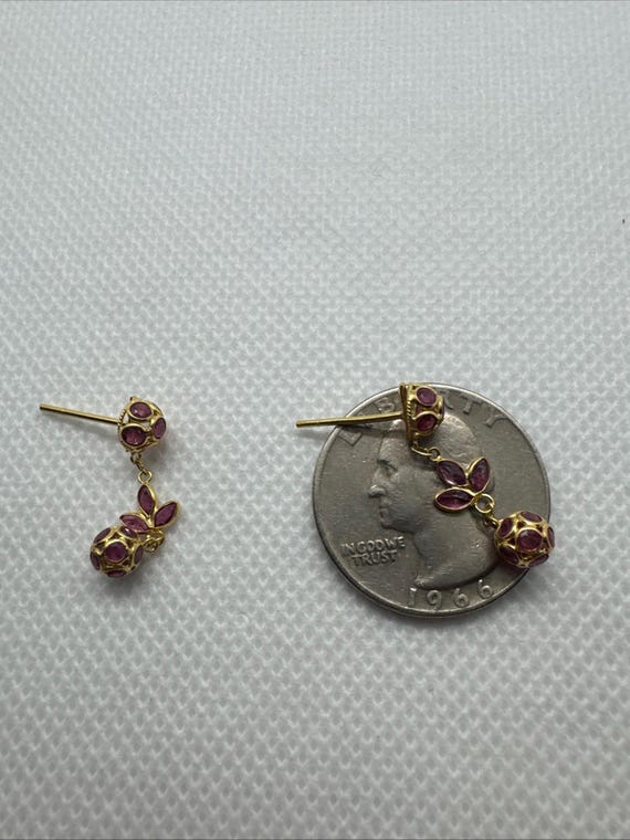 Gorgeous 18k Solid Yellow Gold Ruby Filigree Dang… - image 9