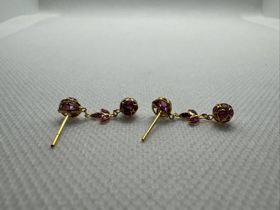 Gorgeous 18k Solid Yellow Gold Ruby Filigree Dang… - image 8