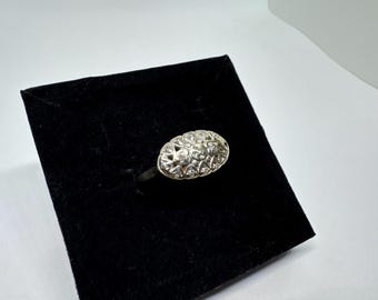 Read!!! Vintage 14k White Gold Diamond Engagement Art Deco Ring Sz 8.25, 3.55g