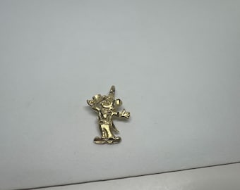 Vintage 10k Gelbgold Mickey Mouse Anhänger Diamantschliff Tuxedo