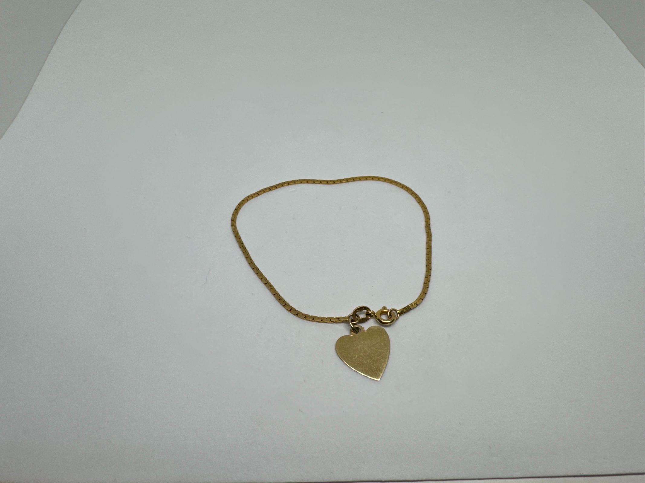 14K Yellow Gold Italy Heart Pendant Serpentine Bracelet  14K YELLOW GOLD heart anklet MADE IN ITALY REAL GOLD ❤️ main image 0