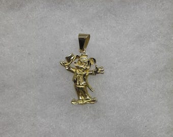 Vintage 10k Gelbgold Mickey Mouse Anhänger Diamantschliff Tuxedo