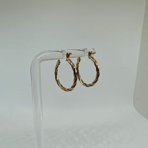 14k Tricolor Gold Twisted Round  Hoop Earring Wired Knot Yellow, White, Rose
