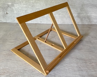 Handcrafted Large Wood Book Holder - Hand Made Ash Wooden Adjustable Book Stand - Book, Magazine or Table Display Rack - Made in Canada
