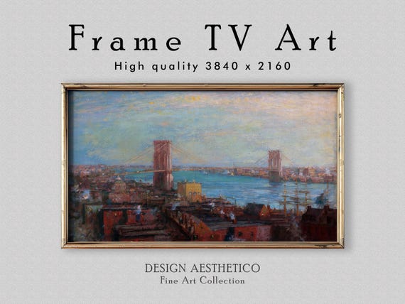 Frame TV Art | Vintage Oil Painting | Brooklyn Bridge by Henry Ward Ranger | Fine Art & Home Decor | Digital Download + BONUS | CanvasTV