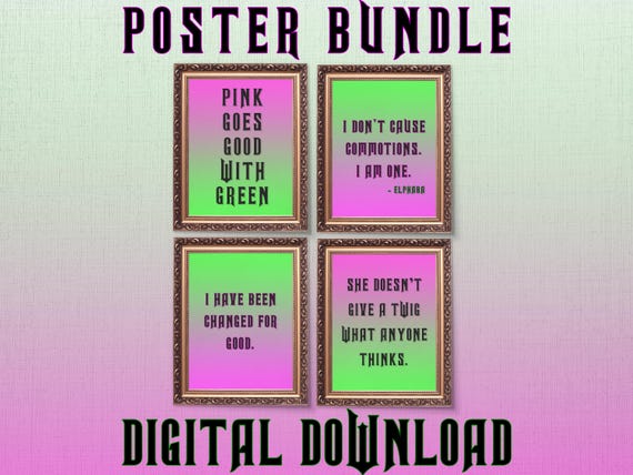 Poster Bundle: Wicked Prints | Printable Typography Art Quotes | Digital Download | Home Decor | Wall Hanging | Witches and Wizards Movie