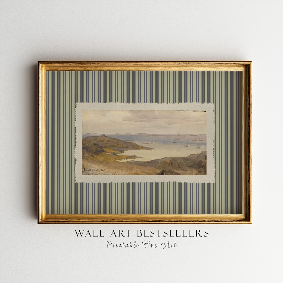 Rustic Coastal Print — vintage seascape scenery painting