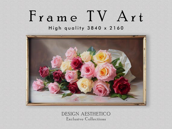 Frame TV Art: Rose Bouquet Painting | Home Decor & Wall Art | 4K High Resolution Artwork | CanvasTV | Digital Download + BONUS