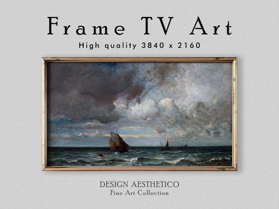 Frame TV Art: Sailing Boats on an Ocean Sea | Timeless Landscape Oil Painting | Fine Art & Home Decor | Instant Digital Download | CanvasTV