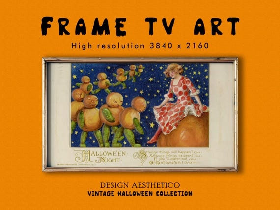Frame TV Art: Vintage Halloween Postcard "Hallowe'en Night" | Unique Spooky Fall Decor | Instant Digital Download + BONUS art | CanvasTV