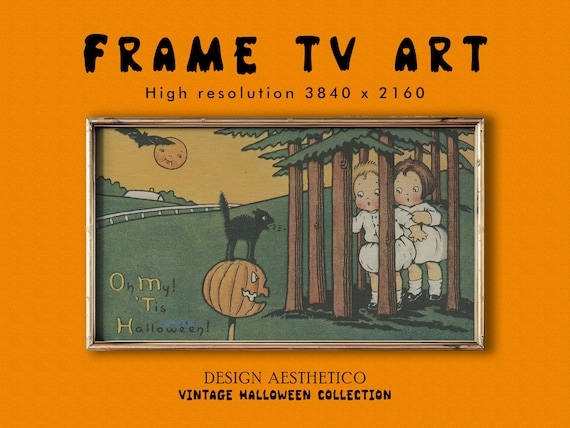 Frame TV Art: Vintage Halloween Postcard "Oh My! 'Tis Hallowe'en!" | Unique Spooky Fall Decor | Instant Digital Download + BONUS | CanvasTV