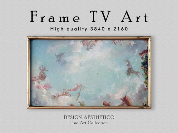 Frame TV Art: Putti in Clouds with Roses | Vintage Oil Painting | Angels and Cherubs | Fine Art & Home Decor | Digital Download | CanvasTV