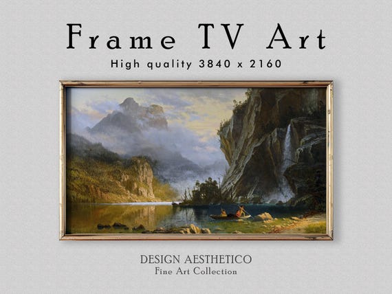Frame TV Art: Landscape Oil Painting on Canvas | "Indians Spear Fishing" | Home Decor &  Fine Wall Art | Digital Download +BONUS | CanvasTV