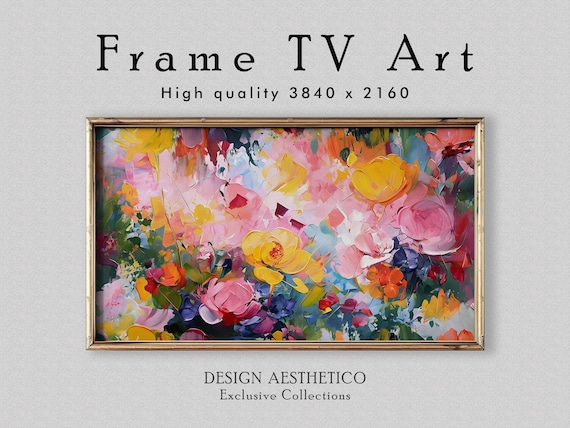 Frame TV Art: Vibrant Abstract Flowers | Floral Wall Art | Oil Painting | CanvasTV | 4K High Resolution Artwork | Digital Download + BONUS