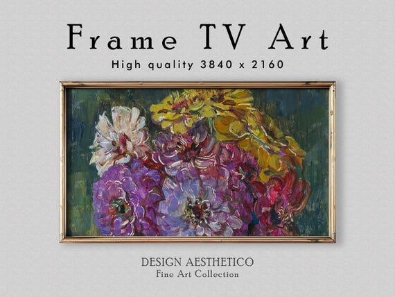 Frame TV Art: Still Life with Zinnias | Vintage Floral Oil Painting | Fine Art & Home Decor | Floris Verster | Digital Download + BONUS